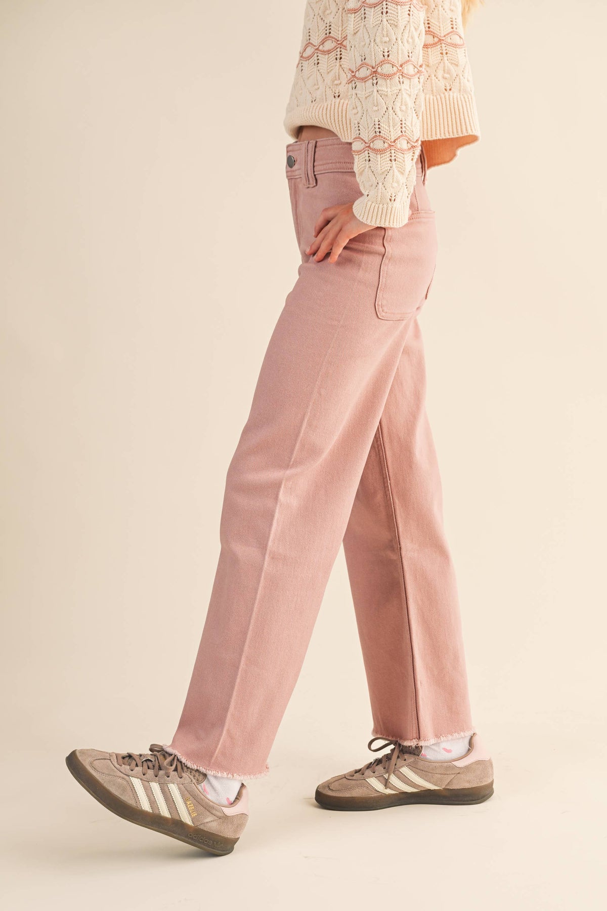 Girls' wide leg denim pants by Heart and Arrow for tweens, featuring classic blue denim and a relaxed fit.