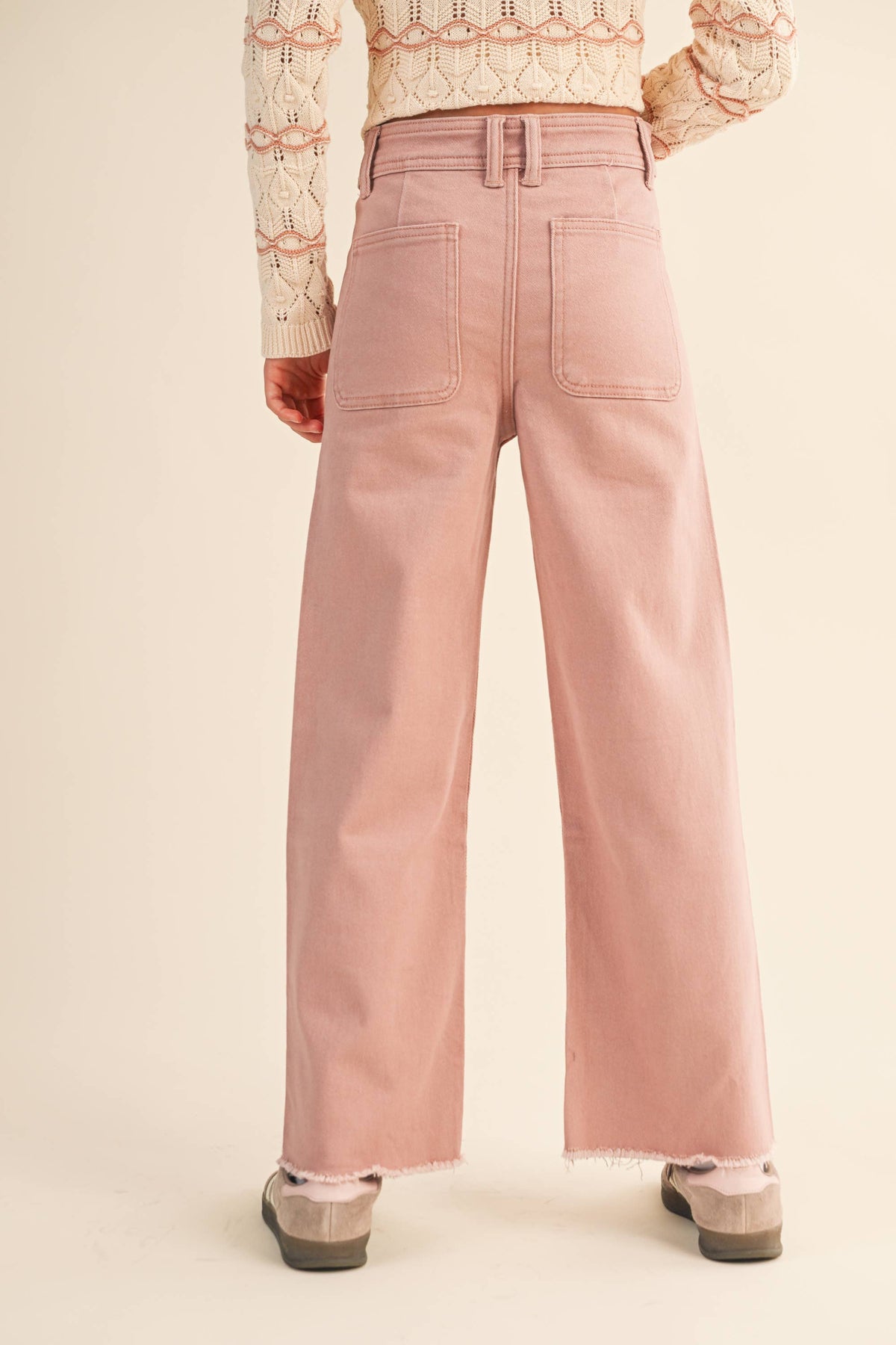Girls' wide-leg denim pants by Heart and Arrow, tween size, stylish casual pants with a comfortable fit and classic denim look.