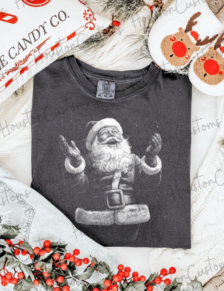 Small Santa figurine by Houston Customs, featuring a festive Santa Claus with traditional red suit and white beard.