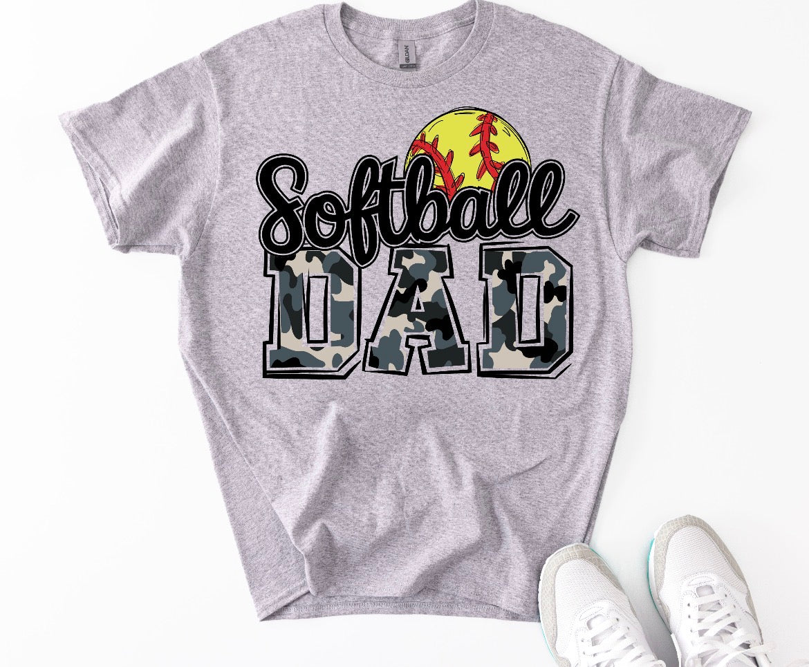 Softball Dad T-shirt by Houston Customs featuring a soft cotton fabric and a sporty design for baseball and softball fans.