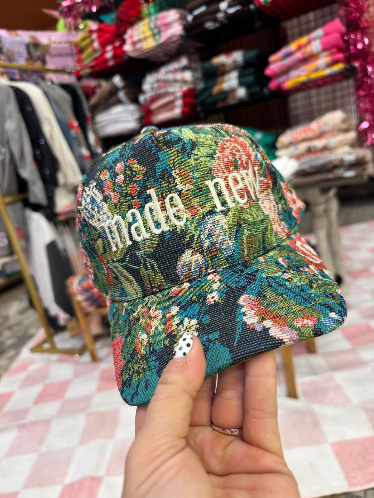 Made New hat by JANES BLESSINGS featuring a stylish design and comfortable fit, shown in a close-up image.
