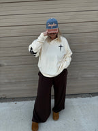 Janes Blessings Forgiven sweatshirt in small size, featuring a cozy fit and stylish design, perfect for casual wear.