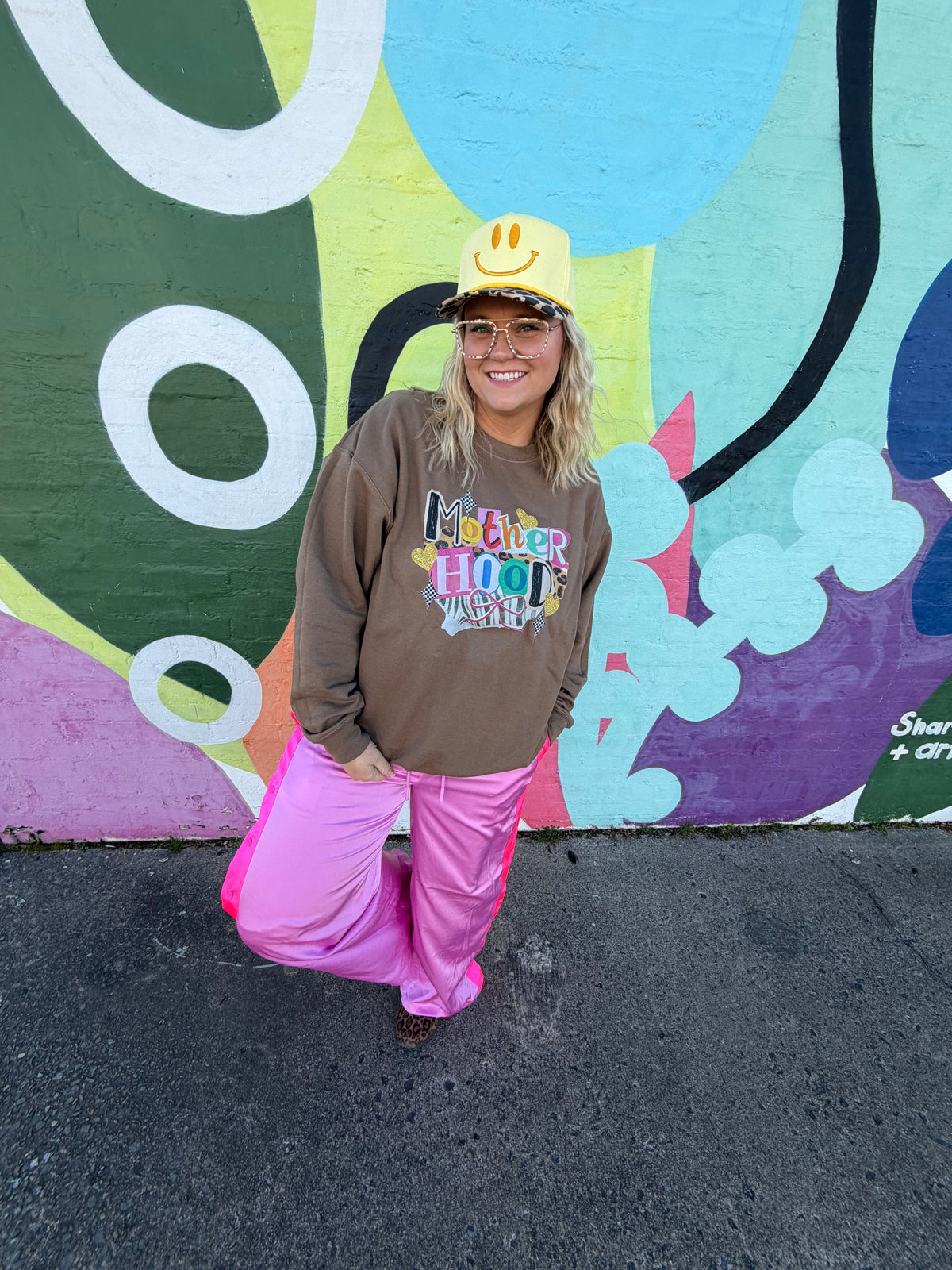 JANES BLESSINGS Motherhood Scrapbook sweatshirt featuring a cozy, casual design with printed motherhood-themed graphics.