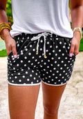 Black polka dot everyday shorts by Jess Lea, featuring a comfortable fit and stylish design, ideal for casual wear.