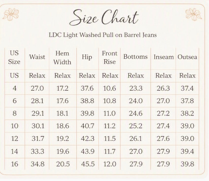 Light washed pull-on barrel jeans by Little Daisy Closet, shown in blue with a relaxed fit and classic denim style.