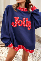 Little Daisy Closet fiery red polka dot contrast trim holiday mock neck sweatshirt, cozy and stylish for fall and winter.