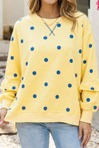 Yellow polka dot oversized sweatshirt with round neck from Little Daisy Closet, casual and comfortable everyday wear.