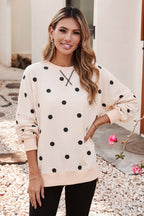 Yellow LDC polka dot oversized sweatshirt with round neckline from Little Daisy Closet, casual and comfortable for everyday wear.