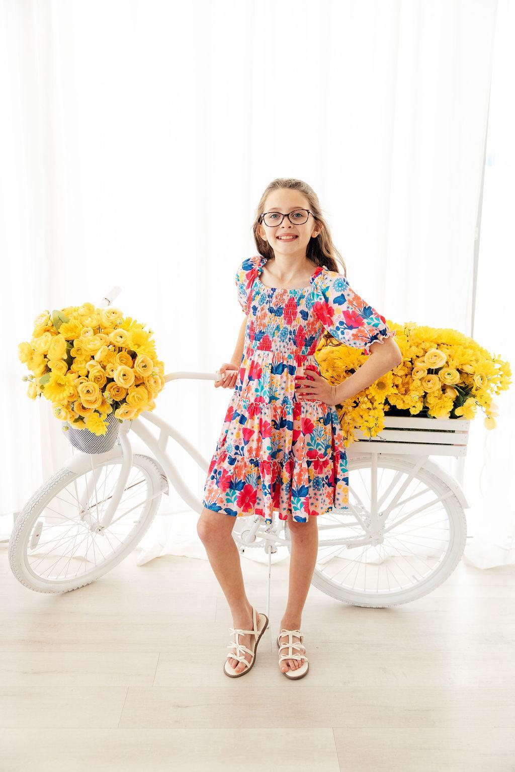 Sunshine Garden Smocked Ruffle Dress
