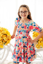 Sunshine Garden Smocked Ruffle Dress
