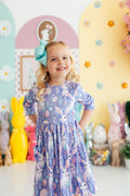 Beautiful Bunnies 3/4 Sleeve Pocket Twirl Dress