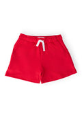 Red boys' play shorts by Mila & Rose, featuring comfortable fabric and casual style for active kids.
