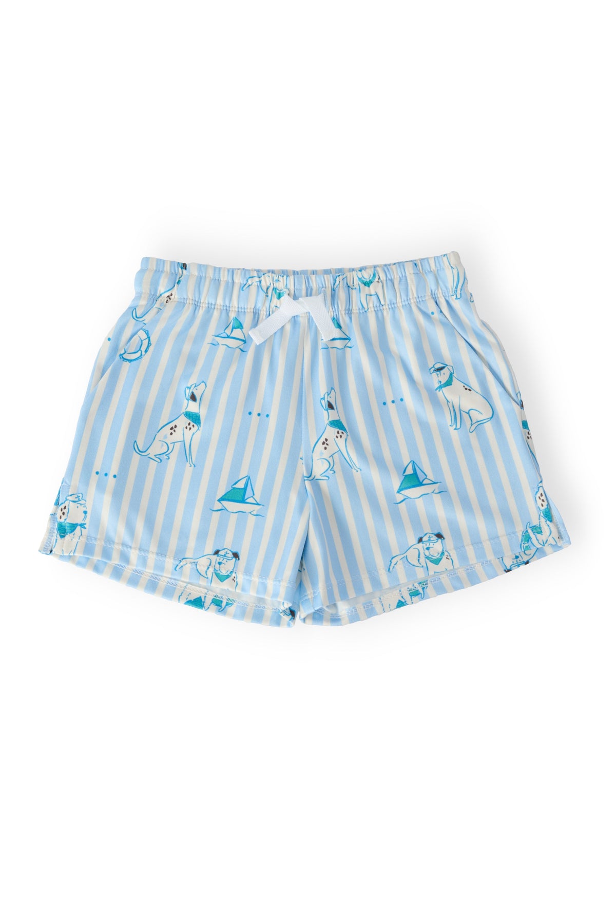 Boys Seaside Pup Play Shorts by Mila & Rose, 2T size, featuring playful seaside and pup print on comfortable boys' play shorts.