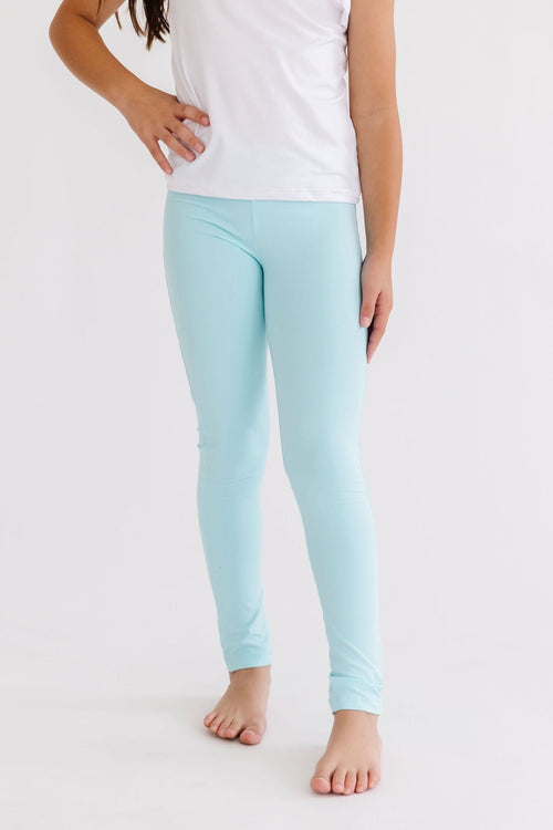 Aqua Mila & Rose® leggings for toddlers, soft fabric with elastic waistband, suitable for active little ones.