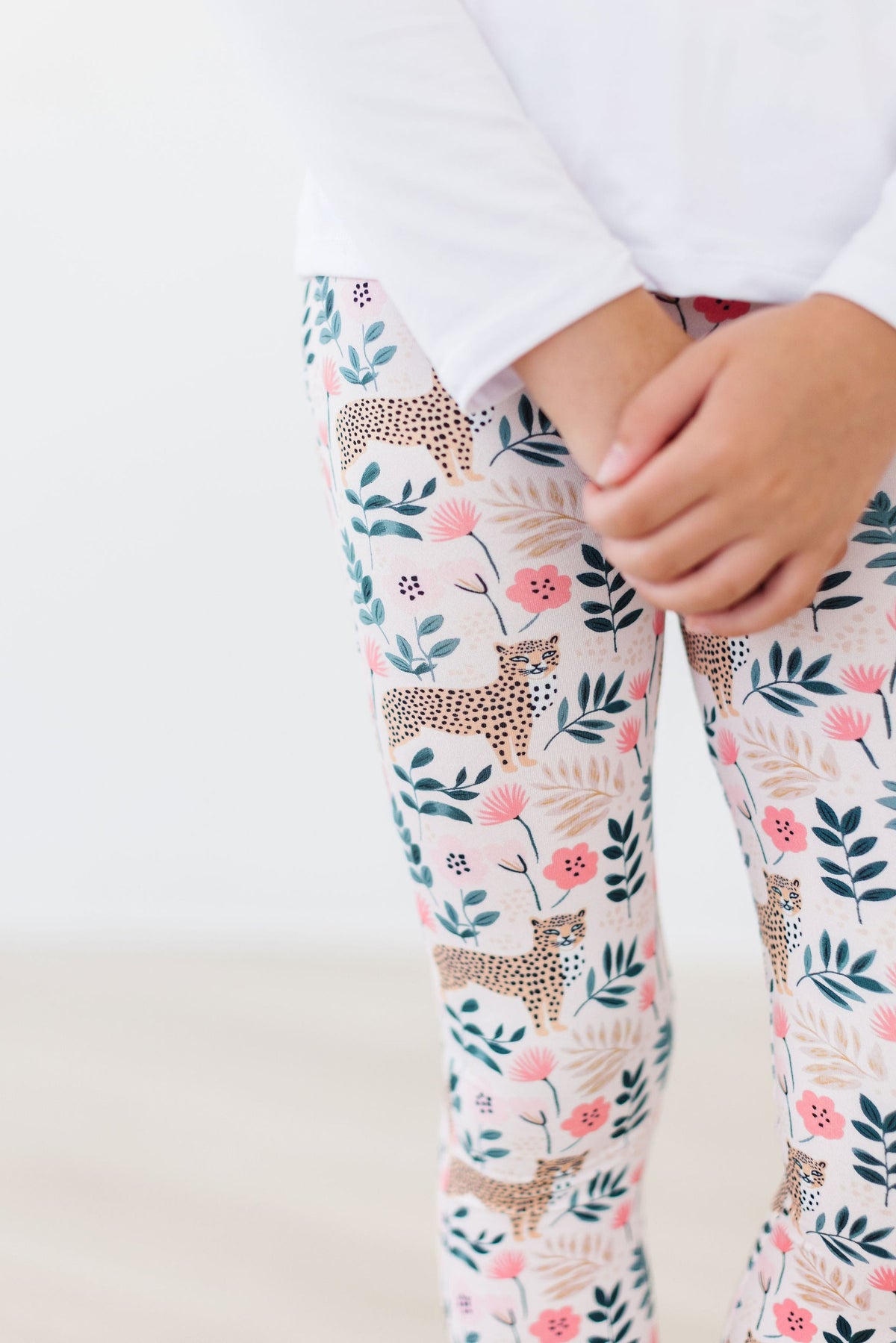 Mila & Rose® Cheetah Girl Leggings for toddlers, featuring a playful cheetah print in soft, comfortable fabric.