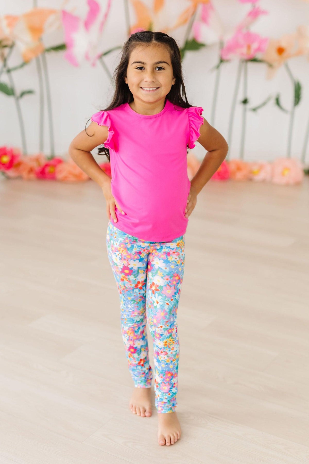 Mila & Rose® preppy floral leggings for toddlers, featuring a colorful floral pattern on soft, comfortable fabric.