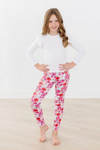 Mila & Rose Secret Garden leggings for babies, featuring colorful floral and botanical print, soft and comfortable fabric.