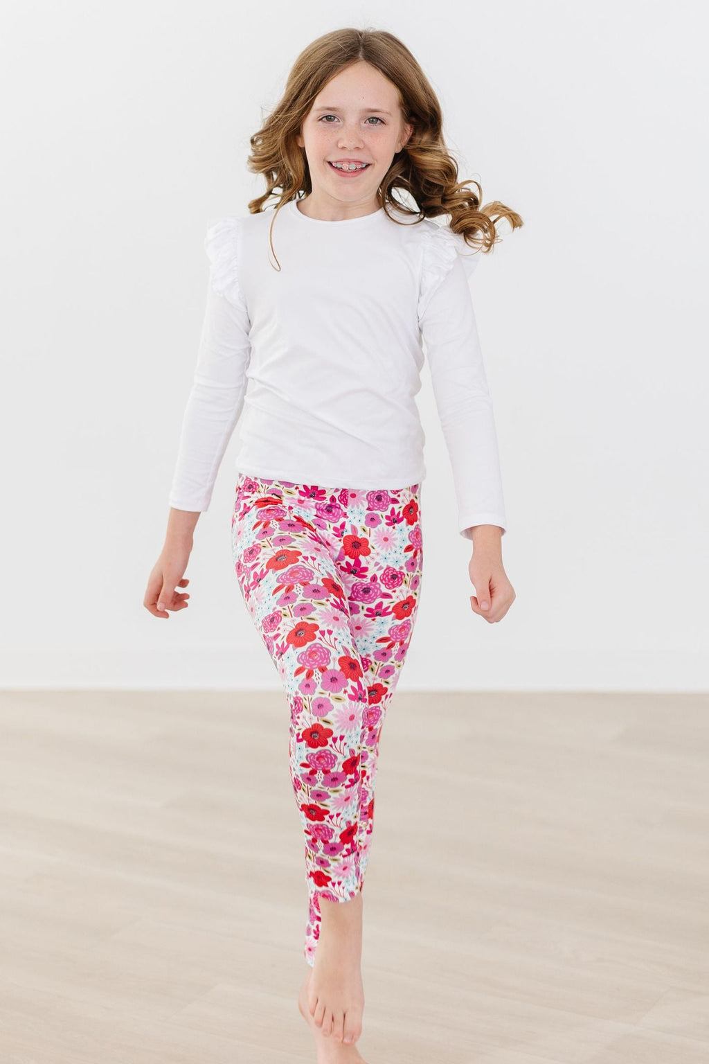 Mila & Rose secret garden leggings for baby girls, featuring floral pattern and comfortable stretchy fabric.