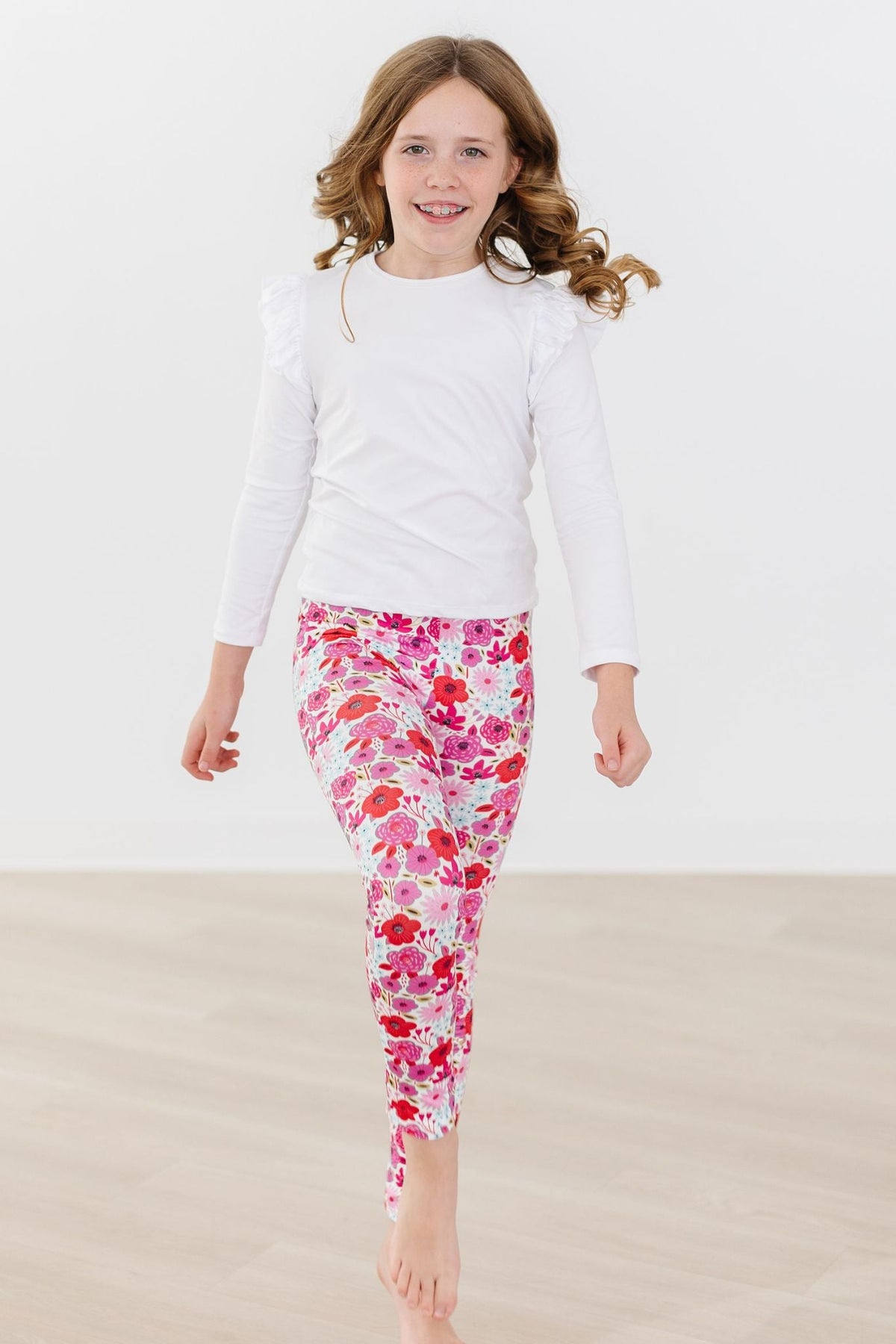 Mila & Rose secret garden leggings for baby girls, featuring floral pattern and comfortable stretchy fabric.