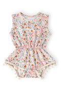 Mila & Rose® Unicorn Soiree Pom Pom Romper for babies, featuring colorful pom pom details and soft fabric for 0-6 months.