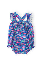 Mila & Rose® Fish in the Sea Ruffle Cross Back Romper for babies, with ruffle details and cross-back design in soft fabric.