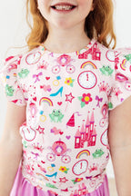 Mila & Rose Princess & the Froggie short-sleeve ruffle tee for toddlers, featuring a playful frog and princess design in soft fabric