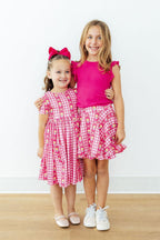 Mila & Rose I Love You Tulip Much Ruffle Twirl Skort for babies, pink with ruffled hem, perfect for adorable summer outfits.