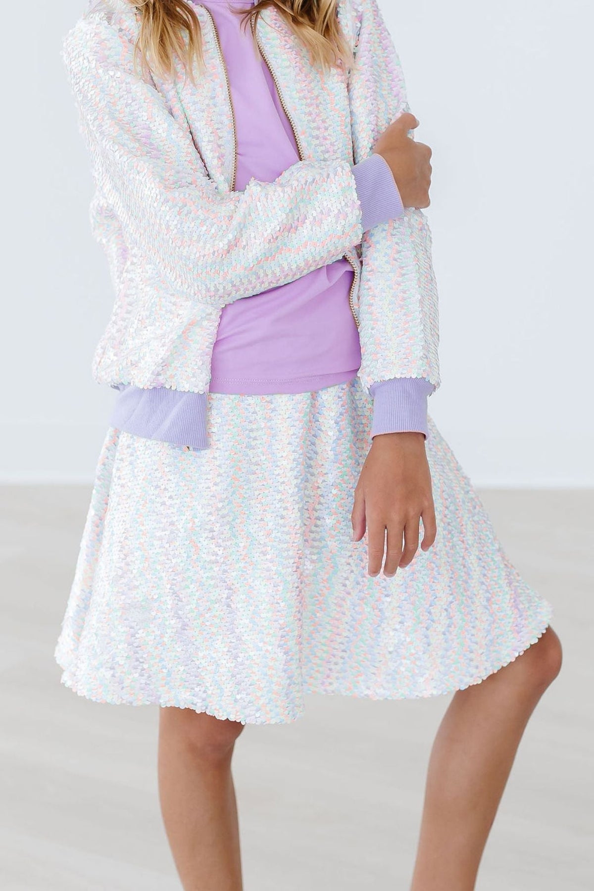 Mila & Rose unicorn flip sequin twirl skort for toddlers, featuring colorful sequins that change when flipped.