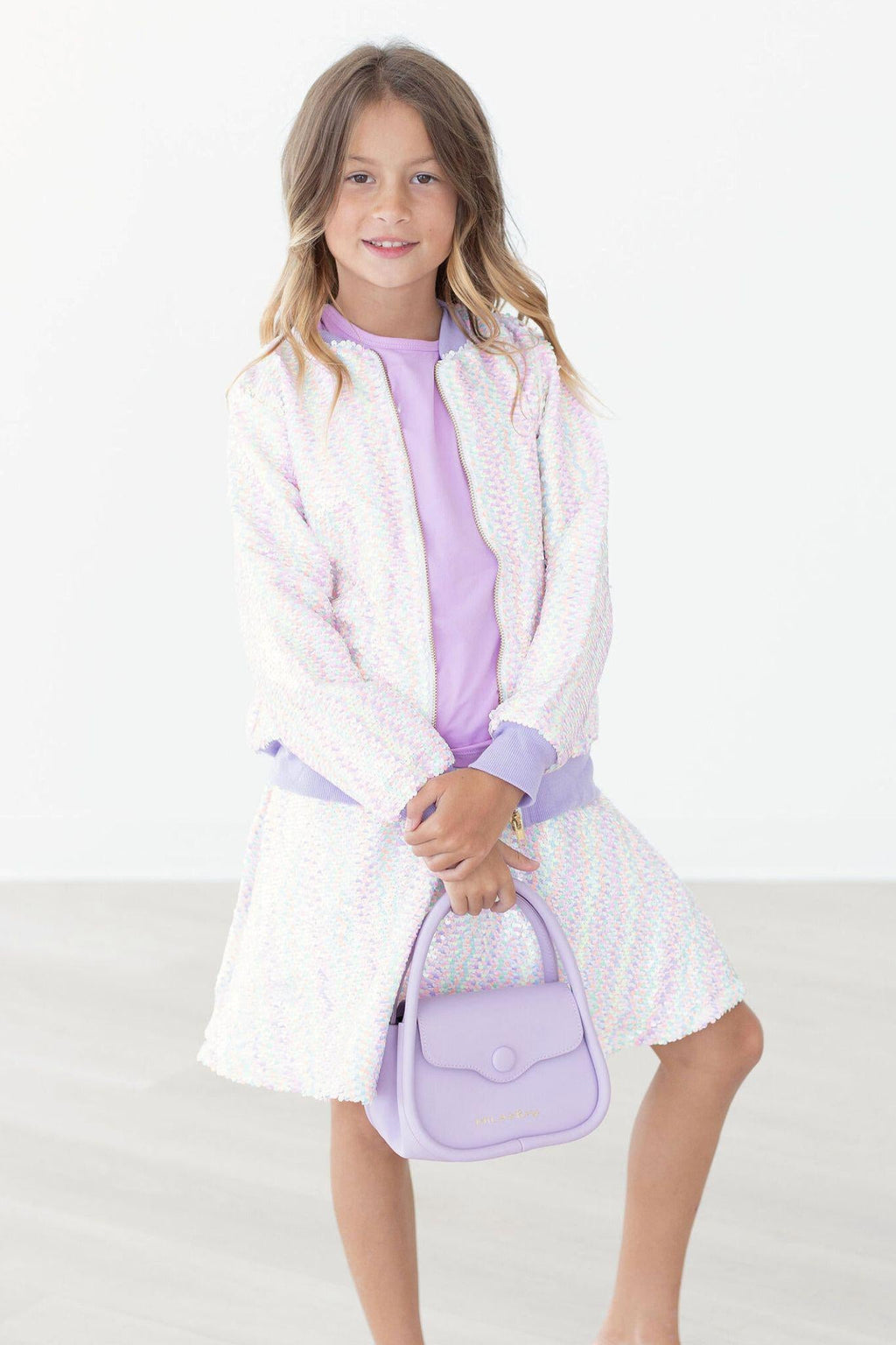 Mila & Rose unicorn flip sequin twirl skort for girls, featuring colorful sequins and a playful unicorn design.