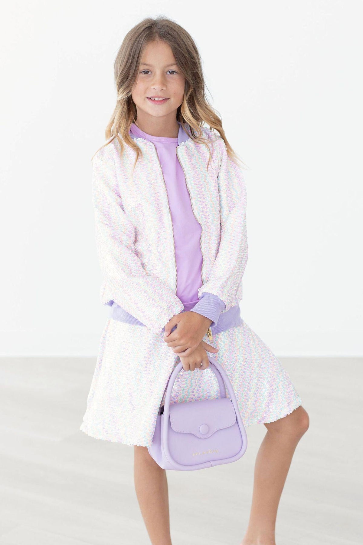 Mila & Rose unicorn flip sequin twirl skort for girls, featuring colorful sequins and a playful unicorn design.