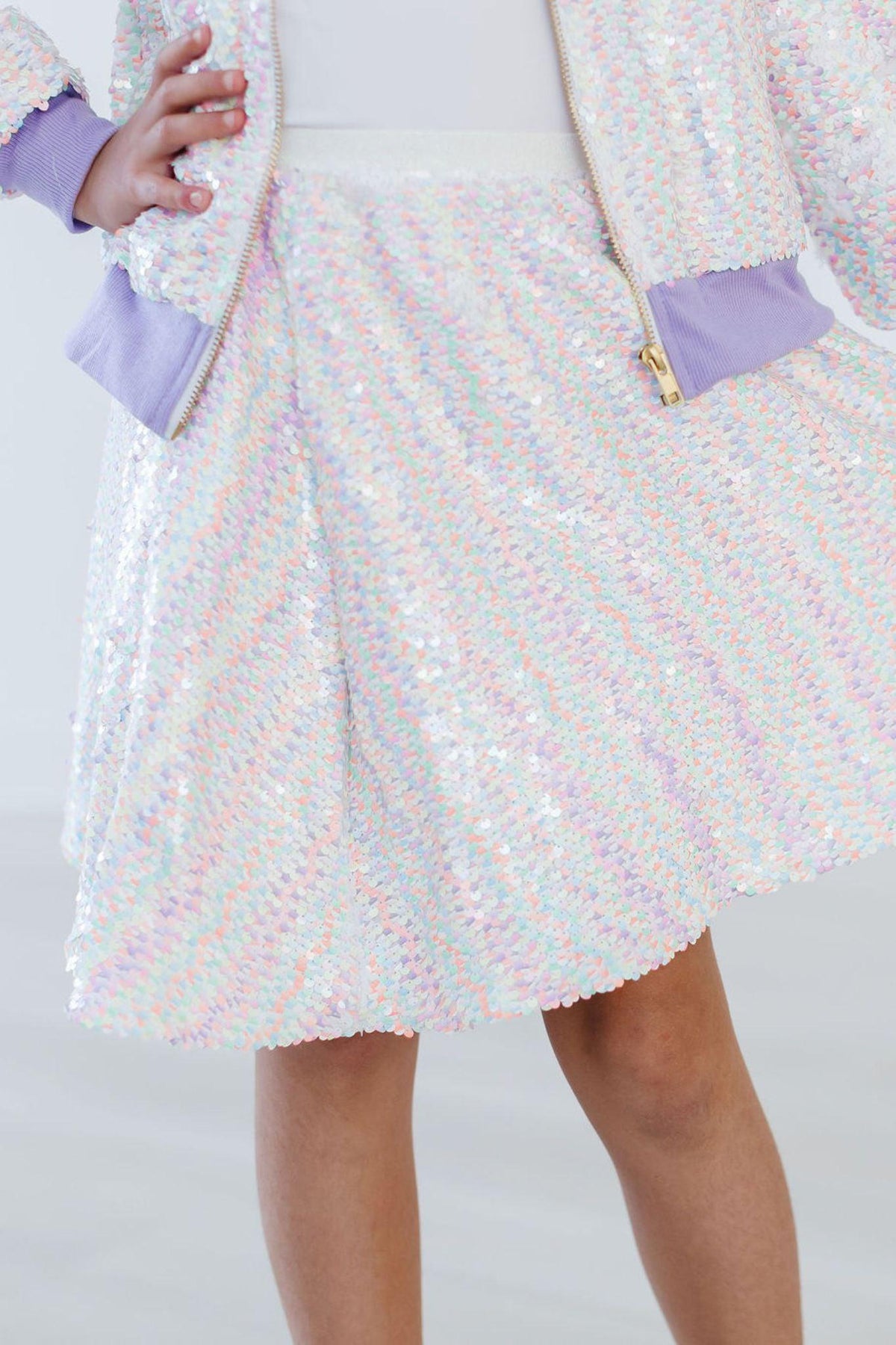 Pink unicorn flip sequin skort by Mila & Rose with twirl sequins and playful design for girls' fashion.