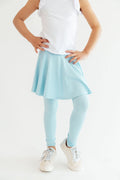 Blue Mila & Rose ® Twirl Skegging featuring a vibrant bluebird pattern, fitted stretchy leggings for women.