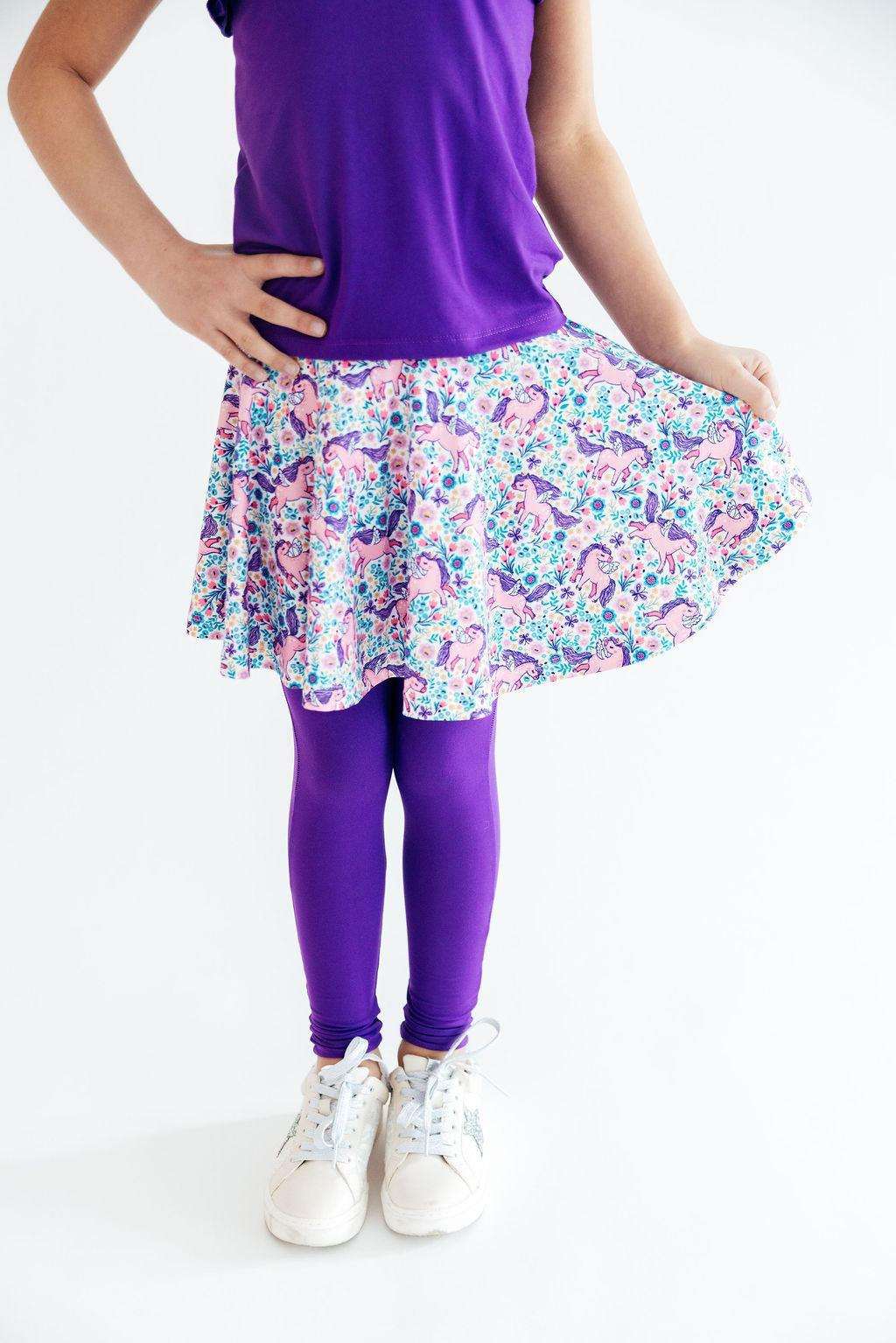 Mila & Rose® Head in the Clouds Twirl Skegging, soft stretch fabric with cloud print, snug fit for comfortable wear