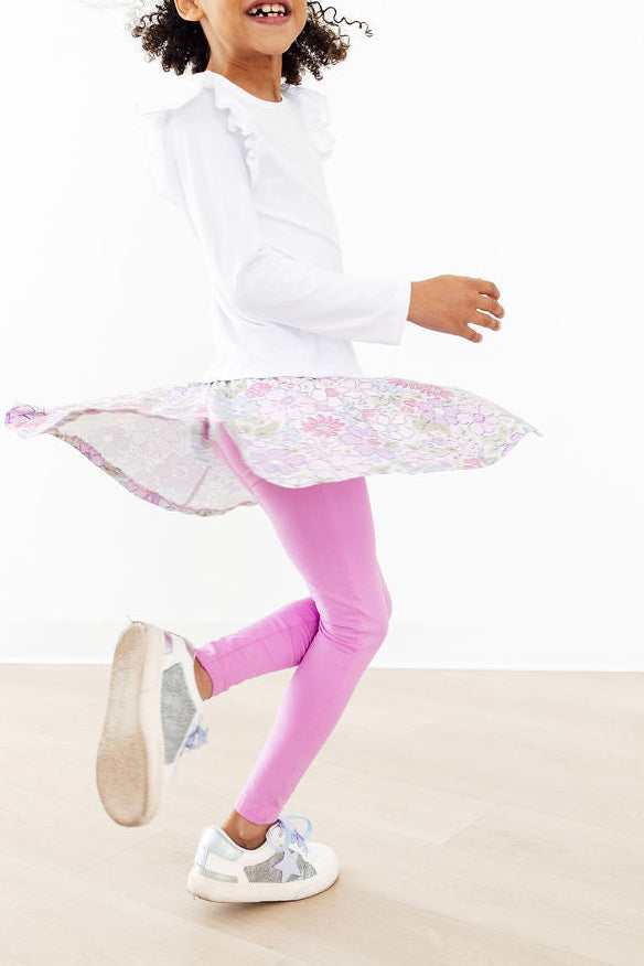 Mila & Rose Spring Gardens Twirl Skegging shown on a model, featuring floral pattern and snug fit for comfortable everyday wear.