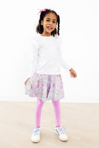 Mila & Rose Spring Gardens Twirl Skegging in vibrant floral print, fitted leggings for women, showcasing colorful garden-inspired design.