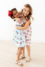 Mila & Rose® Home of the Brave short-sleeve pocket twirl dress for toddlers, featuring a playful design and comfortable fit.