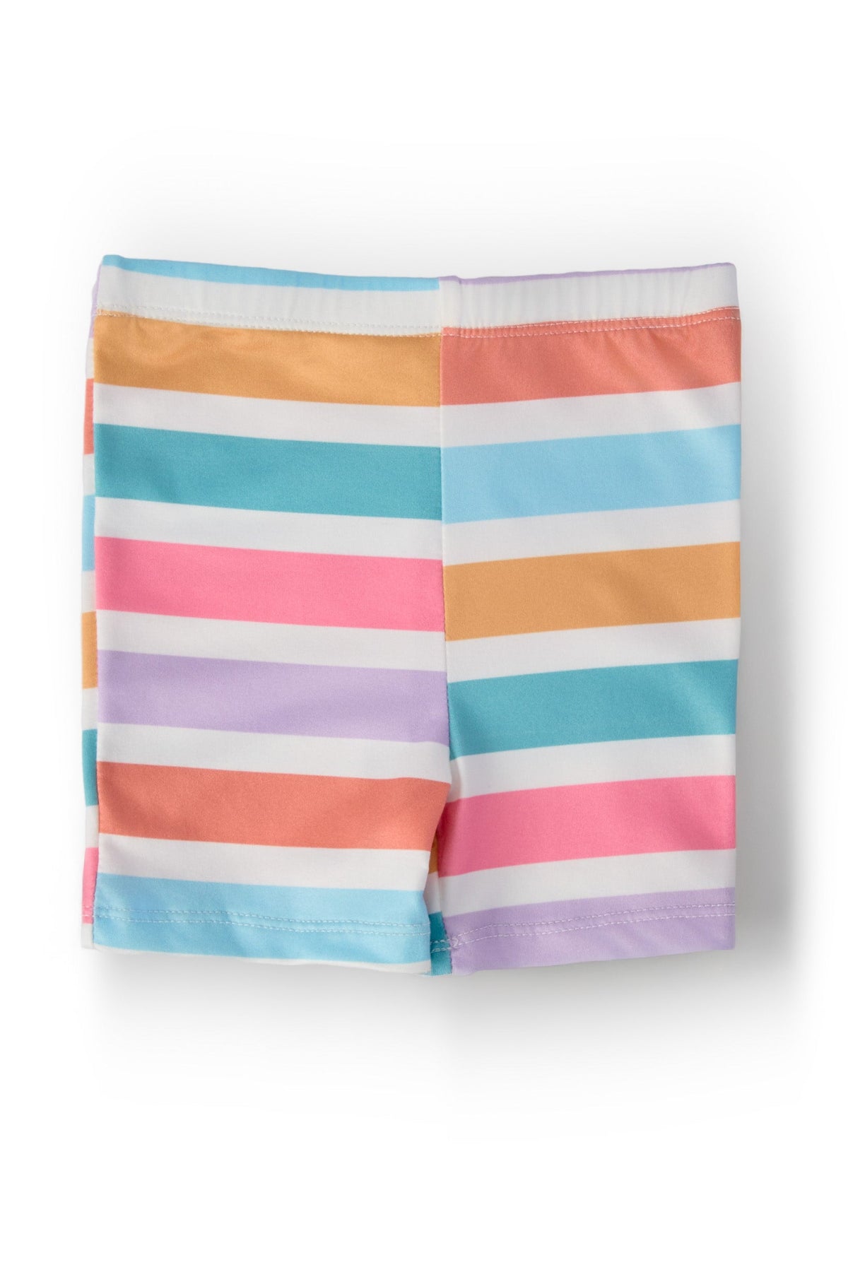 Mila & Rose® Spring Stripes Twirl Shorts for toddlers, featuring colorful striped fabric and a playful, flared design.