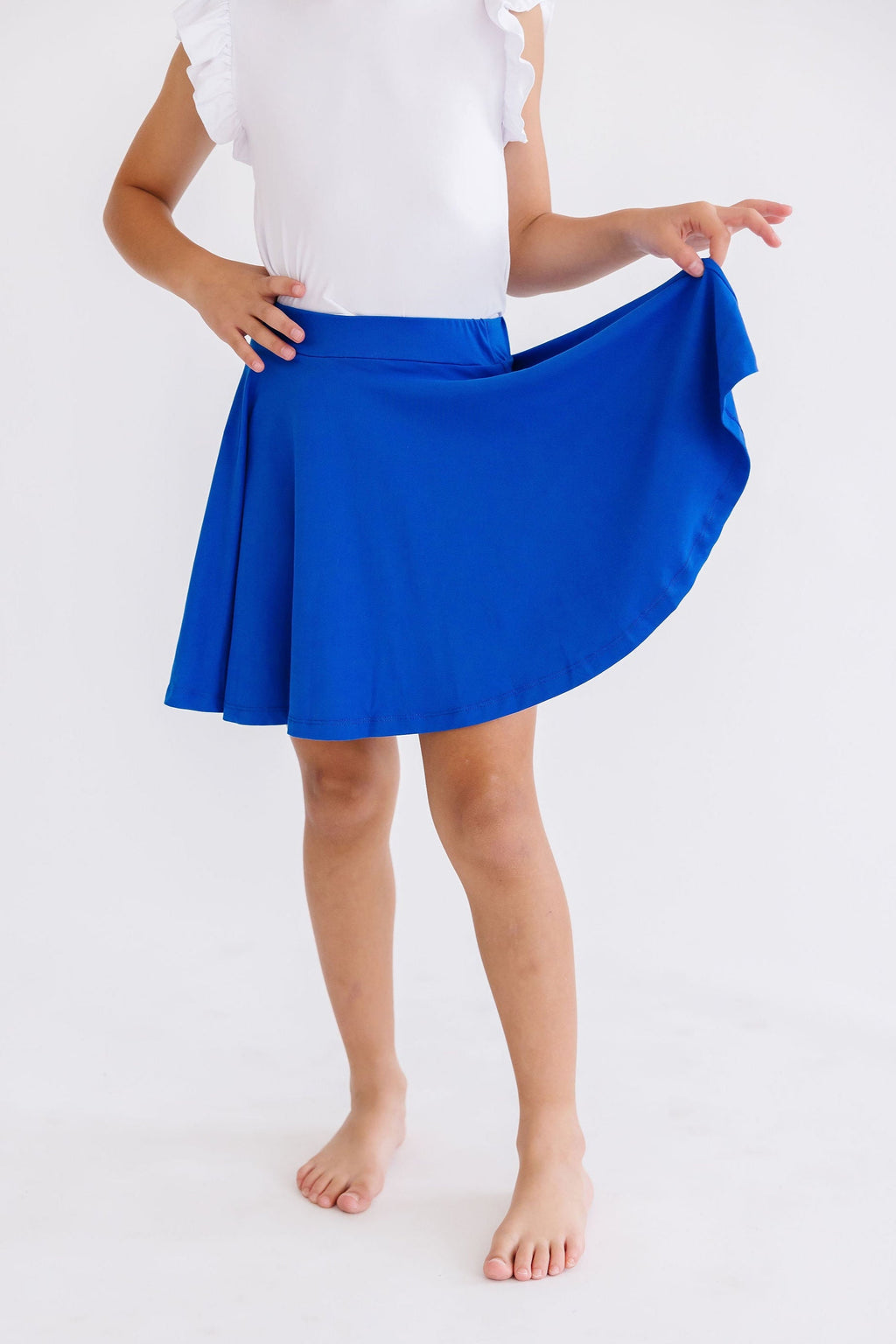 Royal blue Mila & Rose twirl skort for toddlers, with a playful flared skirt and comfortable elastic waistband.