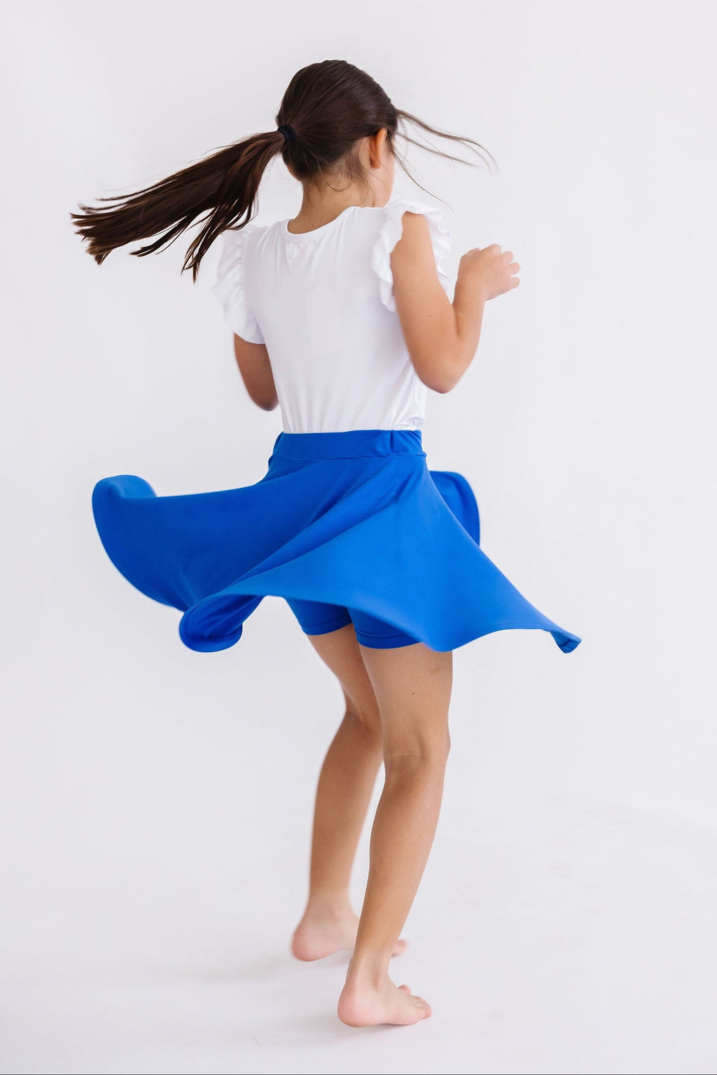 Royal blue Mila & Rose twirl skort for toddlers, featuring a playful design and comfortable fit for young girls.