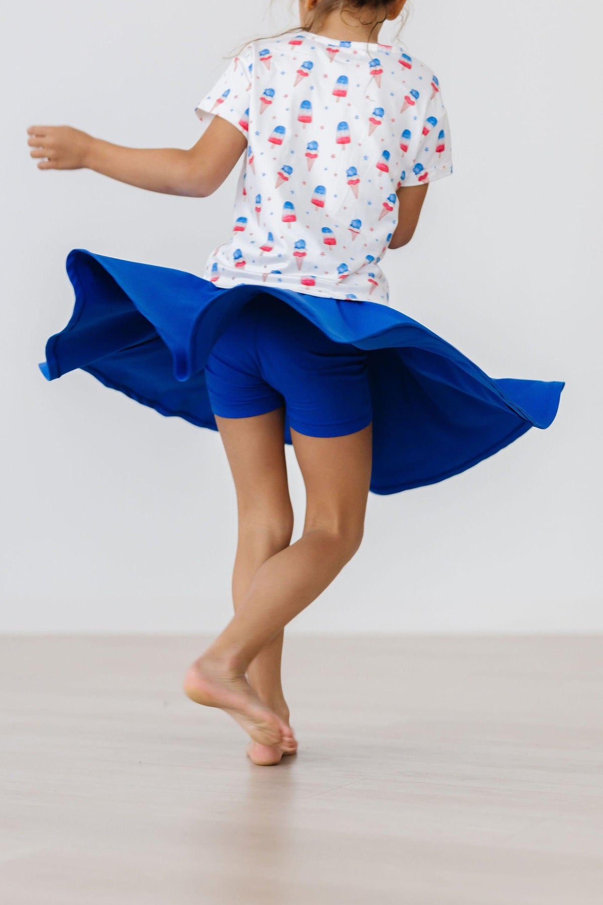 Royal blue Mila & Rose twirl skort for toddlers, featuring a playful design and comfortable fabric for active wear.