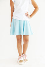 Bluebird twirl skort for toddlers by Mila & Rose, featuring a playful bluebird pattern and comfortable twirl design.