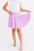 Bright lilac Mila & Rose twirl skort for ages 6-12 months with a playful, flared design and comfortable fabric.