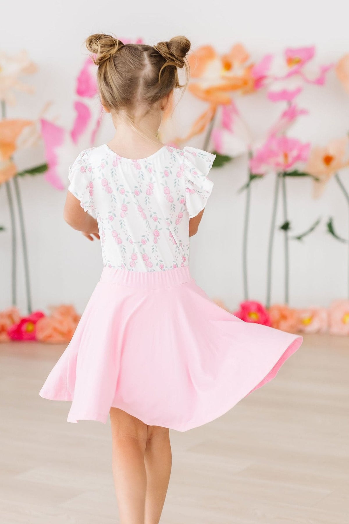Baby girl Mila & Rose bubblegum pink twirl skort for 6-12 months, with a playful, ruffled design and soft fabric.