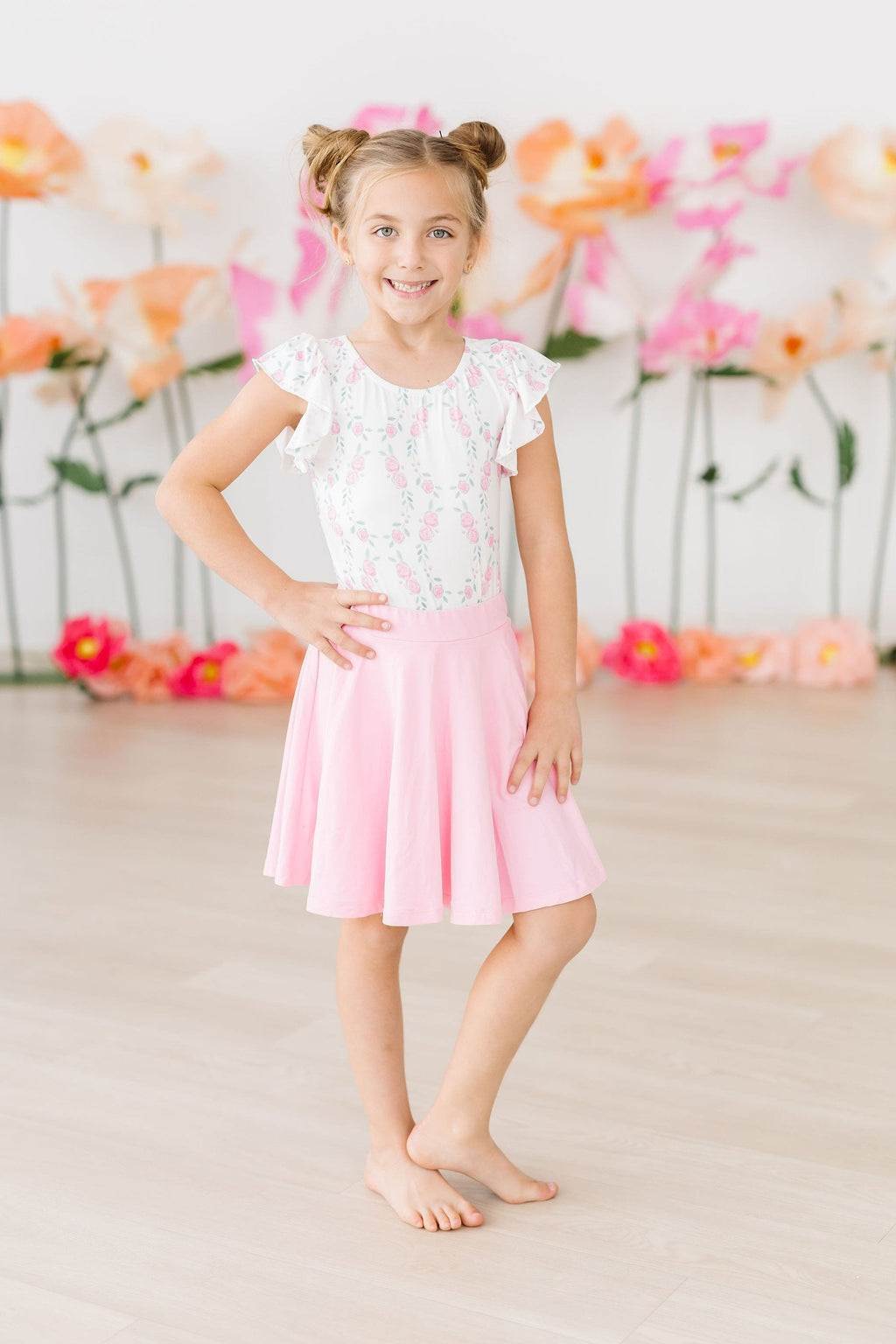 Bubblegum pink Mila & Rose twirl skort for 6-12 months, featuring a playful, flared design perfect for little girls.