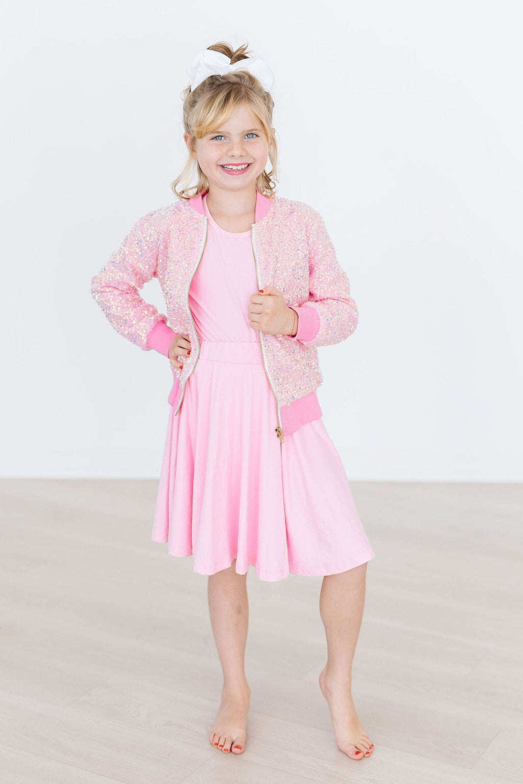 Mila & Rose bubblegum pink twirl skort for girls aged 6-12 months, featuring a playful ruffled design and comfortable fabric.