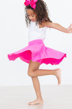 Hot pink Mila & Rose Twirl Skort for 6-12 months, showcasing a playful, twirling design with a comfortable elastic waistband.