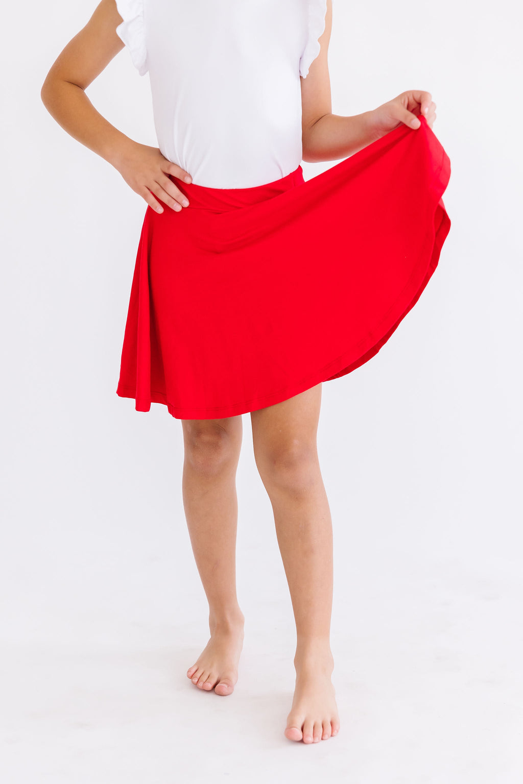 Red Mila & Rose twirl skort for girls, featuring a playful design and comfortable fit, perfect for casual wear and outings.