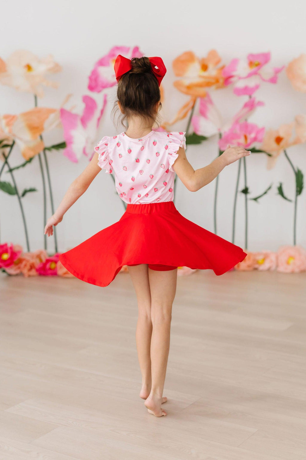 Red Mila & Rose twirl skort for girls, featuring a playful design with a flared skirt and comfortable waistband.