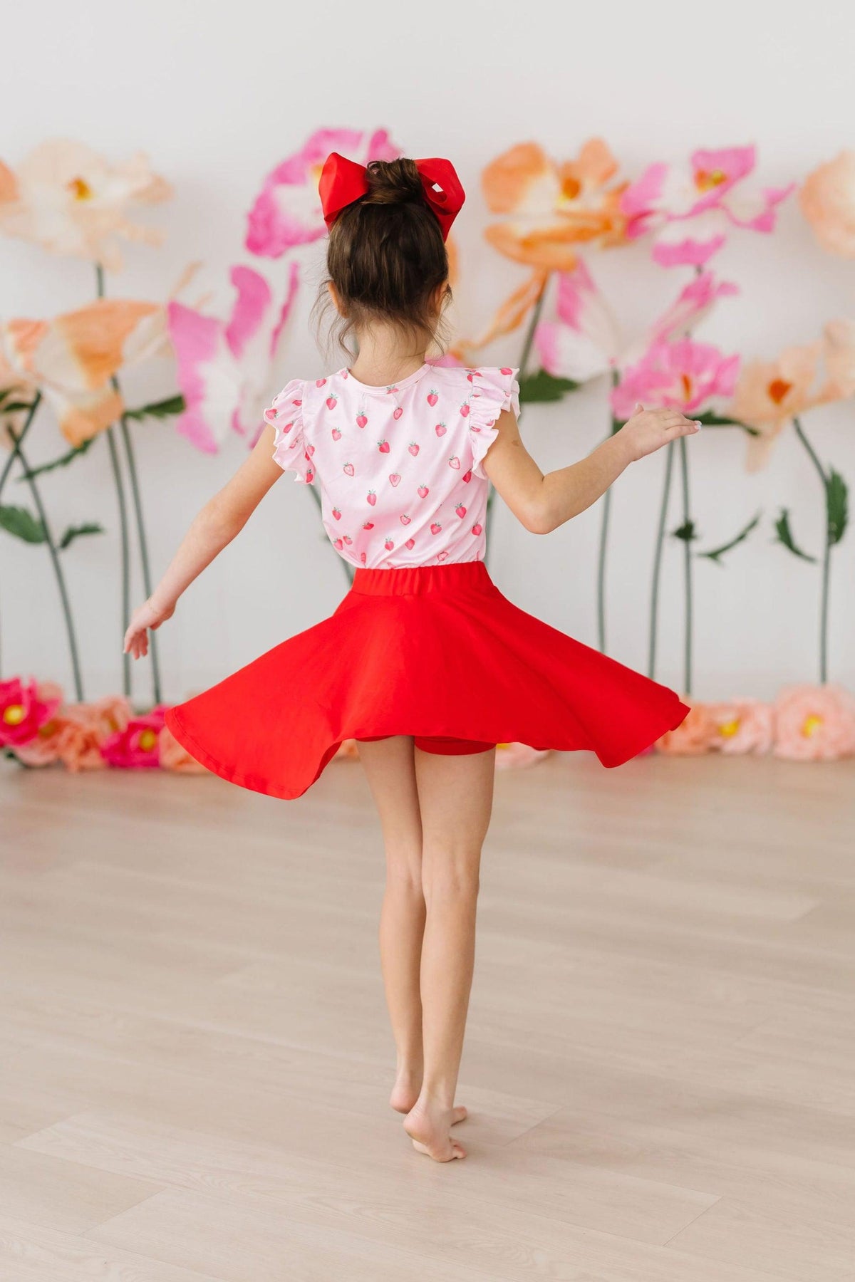 Red Mila & Rose twirl skort for girls, featuring a playful design with a flared skirt and comfortable waistband.