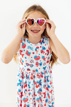Little Miss Liberty twirl tank dress by Mila & Rose for 6-12 months, featuring a playful design and comfortable fabric.